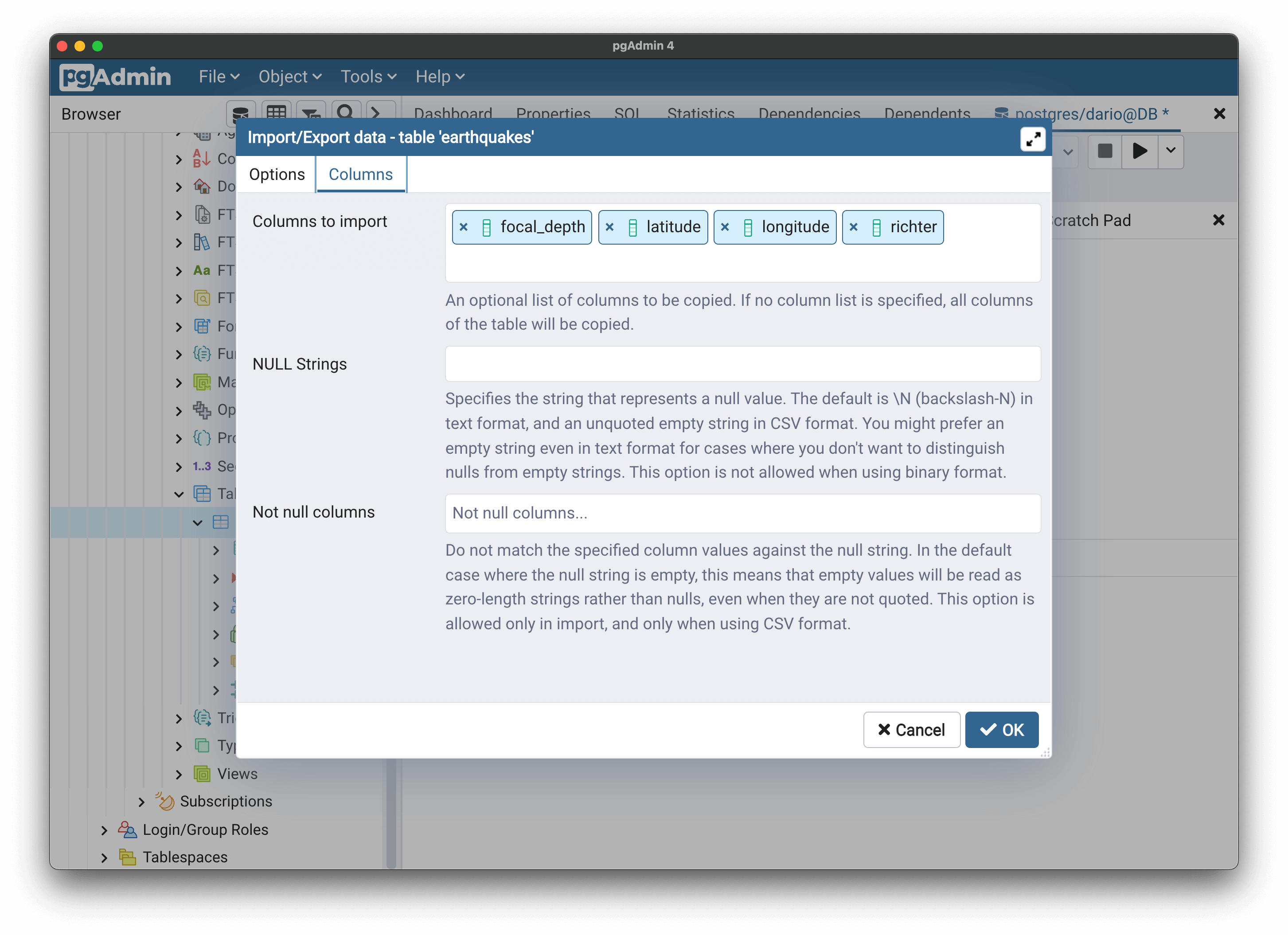 Image 4 - Importing CSV file into Postgres database (3)